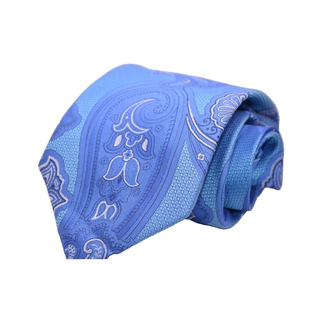 Rochester Men's 100% Silk Necktie Blue Floral Geometric Extra Long